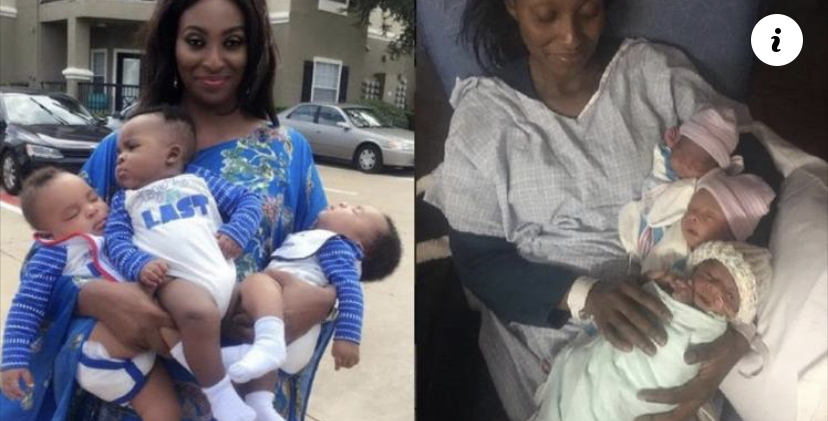 After being barren for ten years, a woman from Nigeria gives birth to a set of triplets ( Photos)