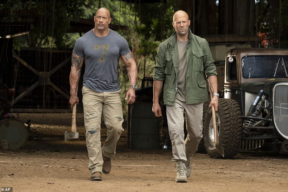 Dwayne Johnson, left, and Jason Statham in a scene from 'Fast & Furious Presents: Hobbs & Shaw' (pictured)