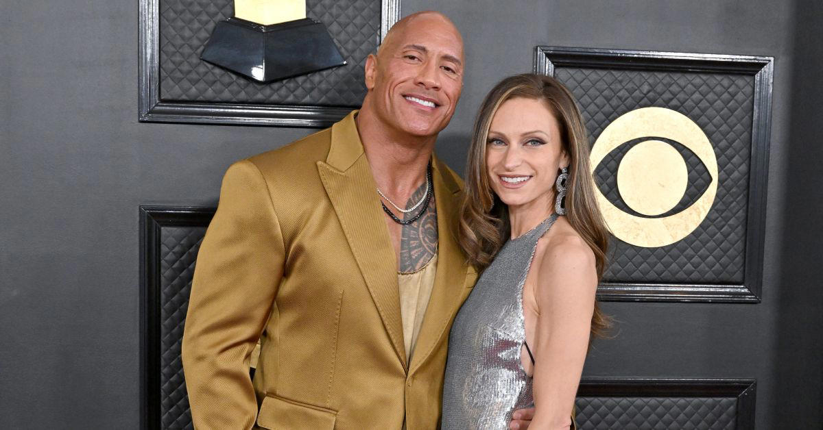 Dwayne Johnson and Lauren Hashian at the Graммy Awards