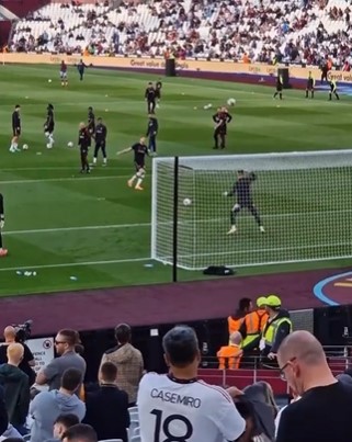 Wout Weghorst fired well over the bar in the warm-up