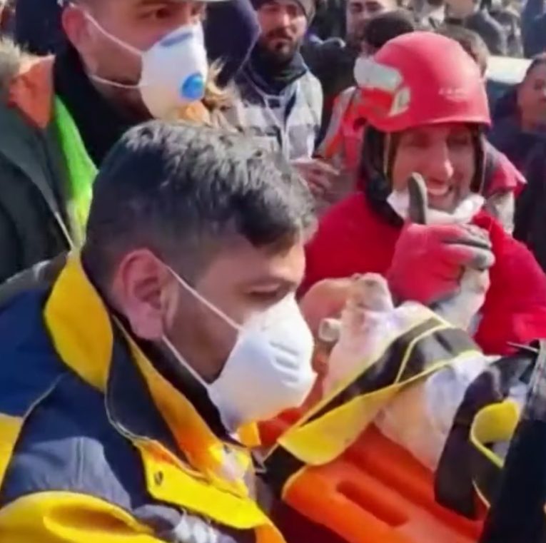 rescuers pull infant from the rubble of earthquake in Turkey